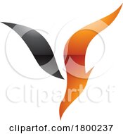 Poster, Art Print Of Orange And Black Glossy Diving Bird Shaped Letter Y Icon