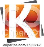 Poster, Art Print Of Orange And Black Glossy Square Letter K Icon