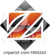 Poster, Art Print Of Orange And Black Glossy Square Diamond Shaped Letter Z Icon