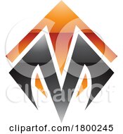 Poster, Art Print Of Orange And Black Glossy Square Diamond Shaped Letter M Icon