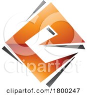 Poster, Art Print Of Orange And Black Glossy Square Diamond Letter E Icon