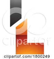 Orange And Black Glossy Split Shaped Letter L Icon