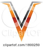 Poster, Art Print Of Orange And Black Glossy Spiky Shaped Letter V Icon