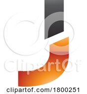 Poster, Art Print Of Orange And Black Glossy Split Shaped Letter J Icon