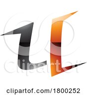 Poster, Art Print Of Orange And Black Glossy Spiky Shaped Letter U Icon