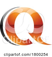 Orange And Black Glossy Spiky Round Shaped Letter Q Icon
