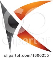 Orange And Black Glossy Spiky Letter K Icon
