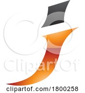 Orange And Black Glossy Spiky Italic Letter J Icon
