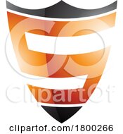 Orange And Black Glossy Shield Shaped Letter S Icon
