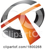 Orange And Black Glossy Round Shaped Letter T Icon