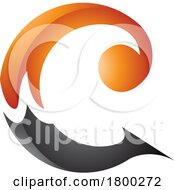 Poster, Art Print Of Orange And Black Glossy Round Curly Letter C Icon