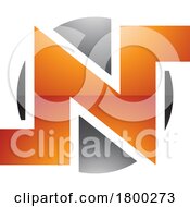 Orange And Black Glossy Round Bold Letter N Icon