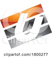 Orange And Black Glossy Rectangular Shaped Letter U Icon
