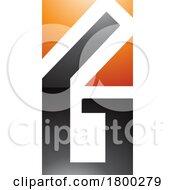 Poster, Art Print Of Orange And Black Glossy Rectangular Letter G Or Number 6 Icon