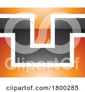 Poster, Art Print Of Orange And Black Glossy Rectangle Shaped Letter U Icon