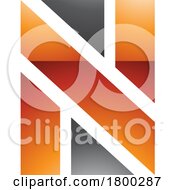 Poster, Art Print Of Orange And Black Glossy Rectangle Shaped Letter N Icon
