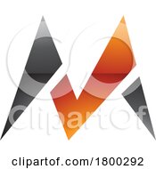 Orange And Black Glossy Pointy Tipped Letter M Icon