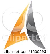 Orange And Black Glossy Paper Plane Shaped Letter A Icon