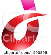 Poster, Art Print Of Magenta And Red Curved Glossy Spiky Letter D Icon