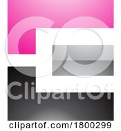 Poster, Art Print Of Magenta Black And Grey Glossy Rectangular Letter E Icon