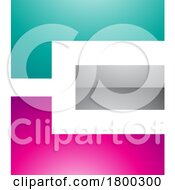 Poster, Art Print Of Magenta Green And Grey Glossy Rectangular Letter E Icon