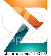 Poster, Art Print Of Orange And Persian Green Sharp Glossy Elegant Letter E Icon