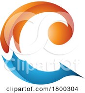 Poster, Art Print Of Orange And Blue Glossy Round Curly Letter C Icon