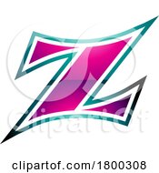 Magenta And Green Glossy Arc Shaped Letter Z Icon