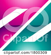 Poster, Art Print Of Magenta And Green Glossy Triangular Square Shaped Letter Z Icon
