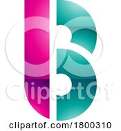Magenta And Persian Green Round Glossy Disk Shaped Letter B Icon