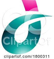 Poster, Art Print Of Magenta And Persian Green Curved Glossy Spiky Letter D Icon