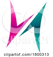 Poster, Art Print Of Magenta And Persian Green Glossy Arrow Shaped Letter H Icon