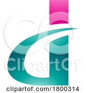 Poster, Art Print Of Magenta And Persian Green Glossy Curvy Pointed Letter D Icon
