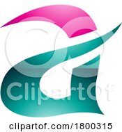 Magenta And Persian Green Glossy Curvy Spikes Letter A Icon
