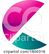 Poster, Art Print Of Magenta And Persian Green Glossy Letter C Icon With Half Circles