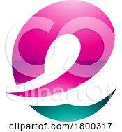 Poster, Art Print Of Magenta And Persian Green Glossy Lowercase Letter E Icon With Soft Spiky Curves