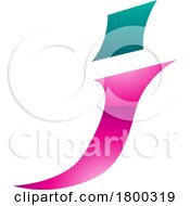 Magenta And Persian Green Glossy Spiky Italic Letter J Icon