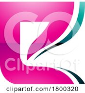 Magenta And Persian Green Wavy Layered Glossy Letter E Icon