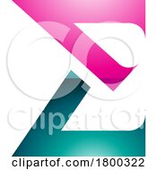 Poster, Art Print Of Magenta And Persian Green Sharp Glossy Elegant Letter E Icon