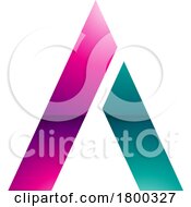 Magenta And Green Glossy Trapezium Shaped Letter A Icon