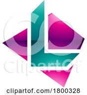 Magenta And Green Glossy Trapezium Shaped Letter L Icon
