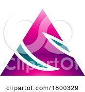 Poster, Art Print Of Magenta And Green Glossy Triangle Shaped Letter S Icon