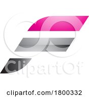 Poster, Art Print Of Magenta And Grey Glossy Letter F Icon With Horizontal Stripes