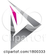 Magenta And Grey Glossy Spiky Triangular Letter D Icon