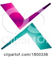 Poster, Art Print Of Magenta And Green Glossy Tick Shaped Letter X Icon