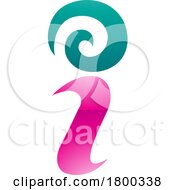 Magenta And Green Glossy Swirly Letter I Icon