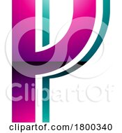 Magenta And Green Glossy Striped Shaped Letter Y Icon