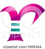 Magenta And Green Glossy Striped Letter R Icon
