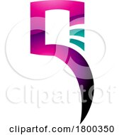 Poster, Art Print Of Magenta And Green Glossy Square Shaped Letter Q Icon