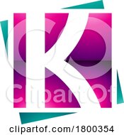 Poster, Art Print Of Magenta And Green Glossy Square Letter K Icon